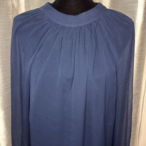 Old Navy NWT Shirred Mock Neck Tie Back Raglan Sleeve Navy Sheer Women’s S